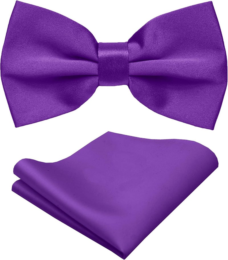 Trilece Bow Ties for Men - Mens Solid Color Formal Pre Tied Bowtie and Pocket Square Sets - Mens Bowties Bow Tie Sets - Image 1